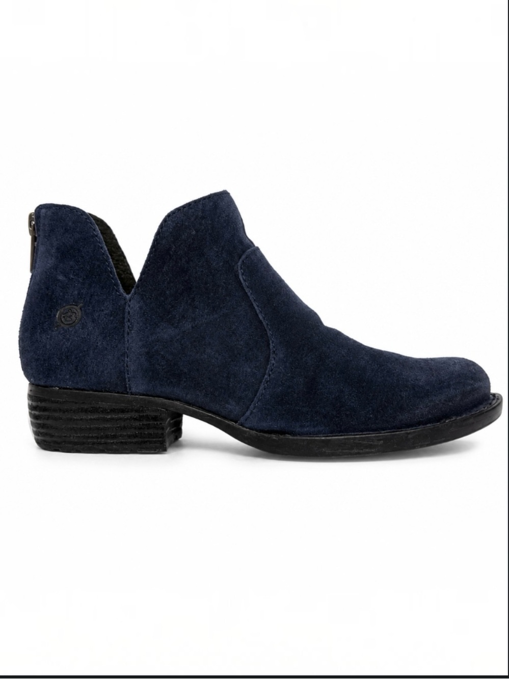 Born Distressed Blue Suede Ankle Booties Low Heel Casual Western 7M (Fits Long) - Picture 3 of 13